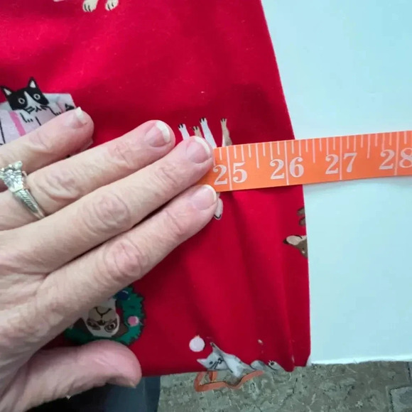 Women 3x Pajama Pant Red Recycled Poly Holiday Cat Dog Cozy Lounge Comfort Soft - Picture 9 of 10